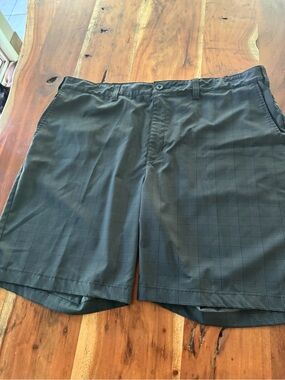 Reebok Men's Big & Tall Flat Front Shorts - Gray Black Pattern Waist 48